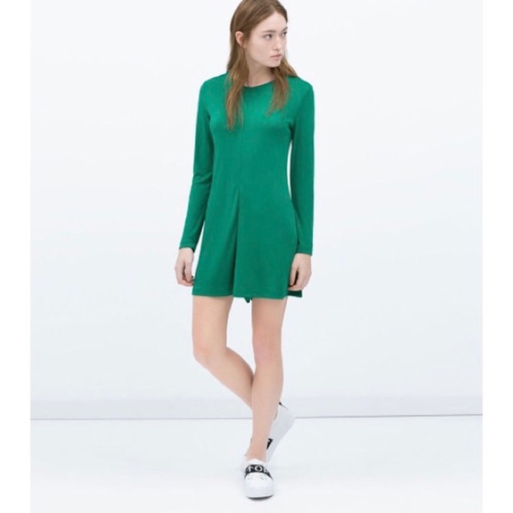 Zara Green Long Sleeve Backless Bow Tie Romper